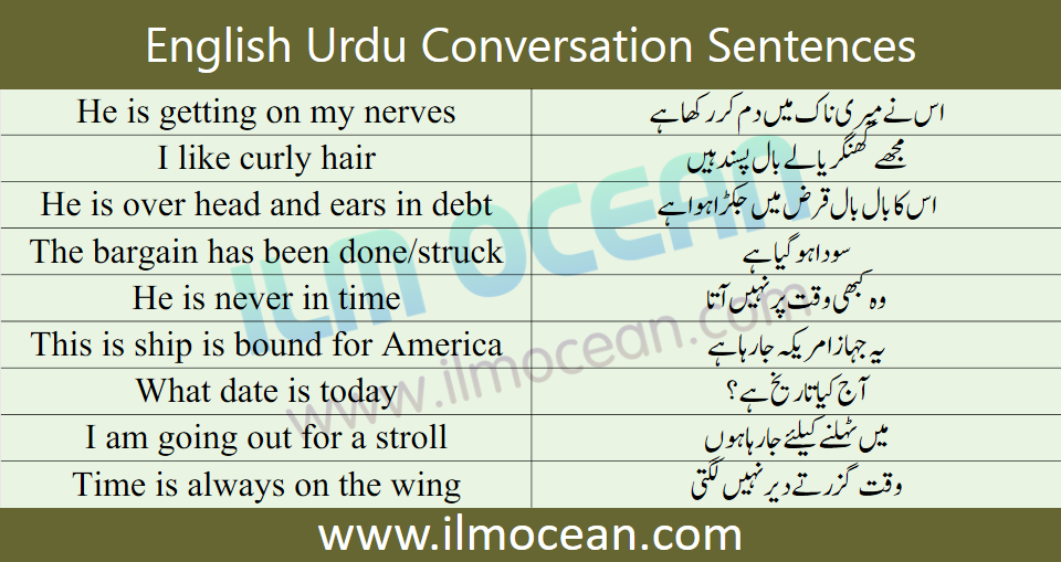 Basic English Urdu sentences are quite helpful for building your speaking skills and also will help you to learn English through Urdu. Speak like a native English Speaker using these sentences.  Basic English Sentences in Urdu for enhancing English speaking skills.