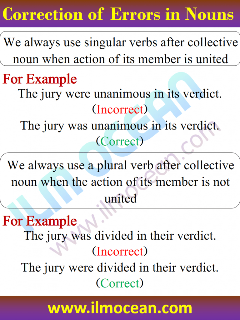 We always use singular verbs after collective noun when action of its member is united. B: We always use a plural verb after collective noun when the action of its member is not unite