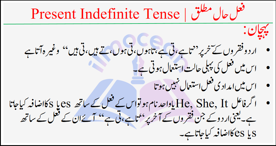 Simple Present Tense Translation Urdu To English