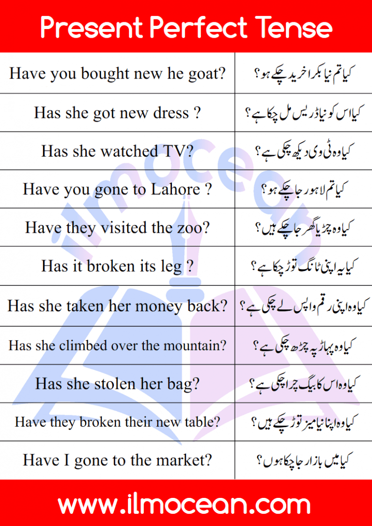 Present Perfect Tense In English And Urdu With Examples And PDF