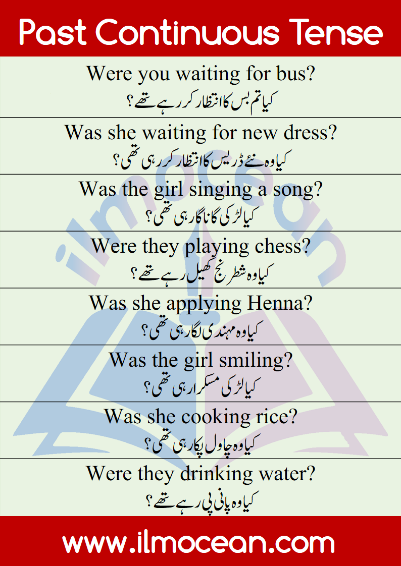 Past Continuous Tense Negative Sentences In Urdu And English