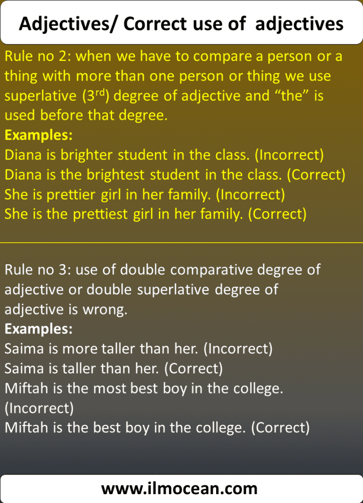 Adjective shows the characteristics of noun.it describes a noun. It explains and modify noun. So it is clear that adjective needs noun. Without noun there is no need of adjective in sentence. Adjective gives information about noun or pronoun.
