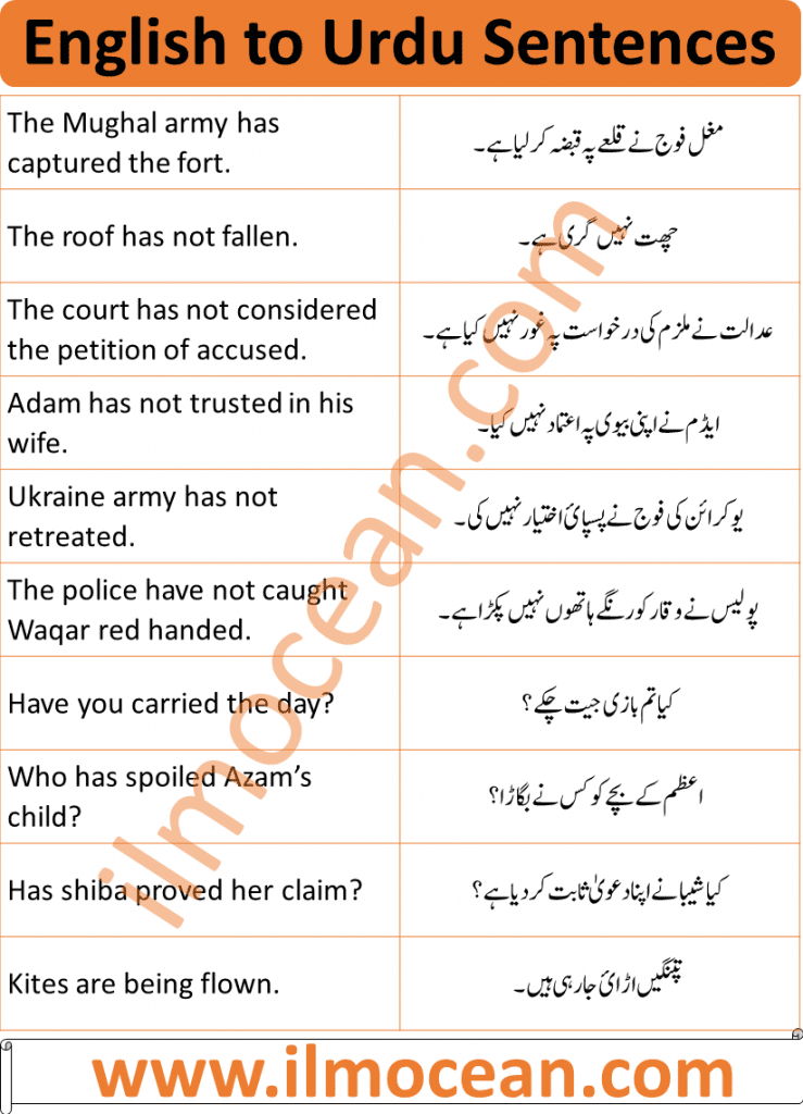 english urdu sentences