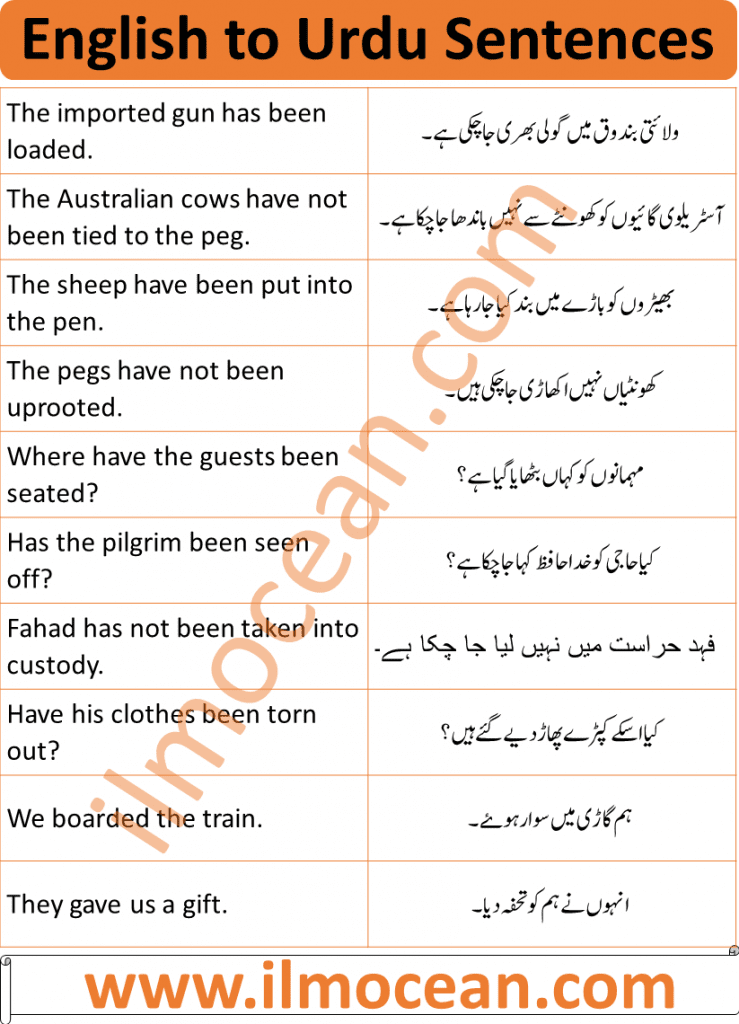 english urdu daily sentences