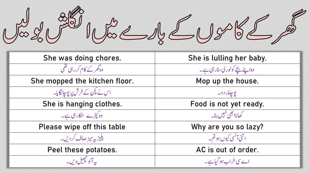 House Chores Meaning In Urdu