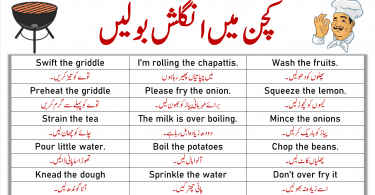 Here In this lesson, you are going to learn 49 Urdu To English Sentences For the kitchen. You will be making different dishes in the kitchen on a daily basis. Like everyone, you may want to speak English in Kitchen. That’s why I have come up with these Urdu To English Sentences that can be used in the kitchen. If you want to speak  English in the kitchen you must need to learn these sentences.