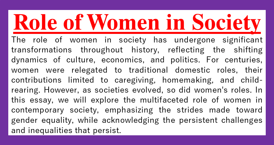 Role Of Women In Society Essay Women Role In Society ILM Ocean   Role Of Women In Society 