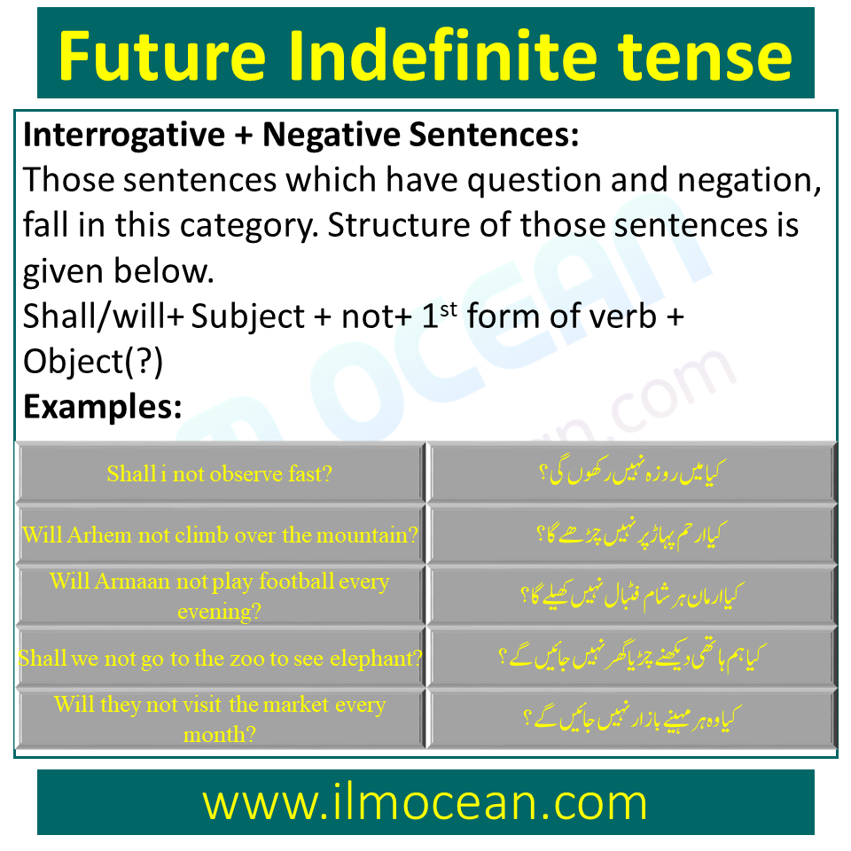 interrogative and negative sentence with examples