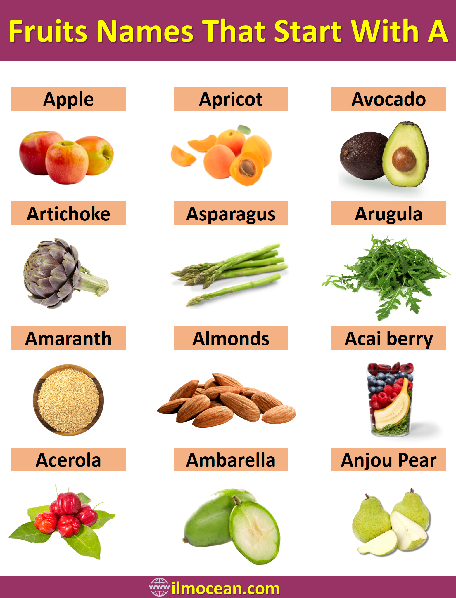 Food That Starts With A || 41 Foods That Beginning With A
